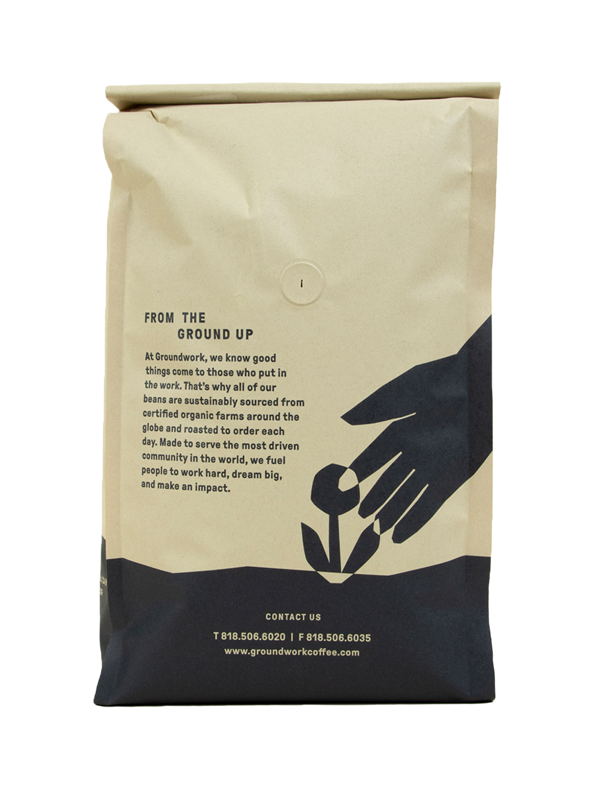 Back of bag 5lb Organic Single Origin Ethiopia light roast