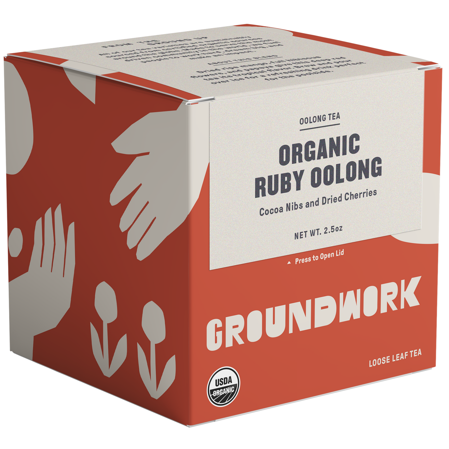 Organic ruby oolong with notes of cocoa nibs and dried cherries.