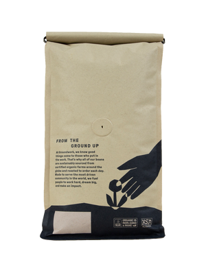 Back of bag 2lb Organic Signature Angel City light roast