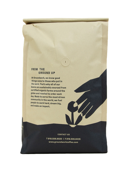 Back of bag 5lb Organic Signature Black Magic medium roast