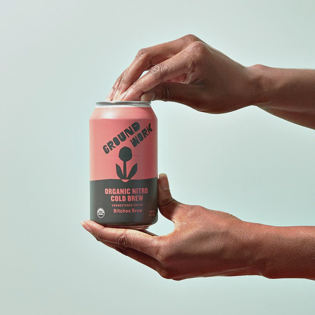 Opening a can of Groundwork Nitro Cold Brew - Bitches Brew