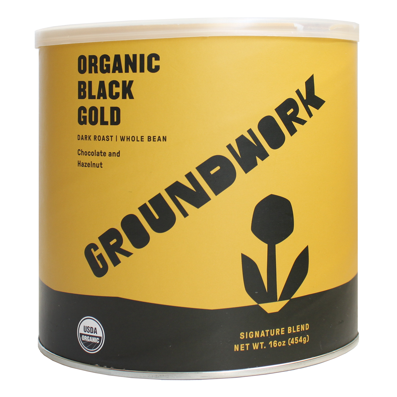 1 lb can of Organic Black Gold Dark Roast 
