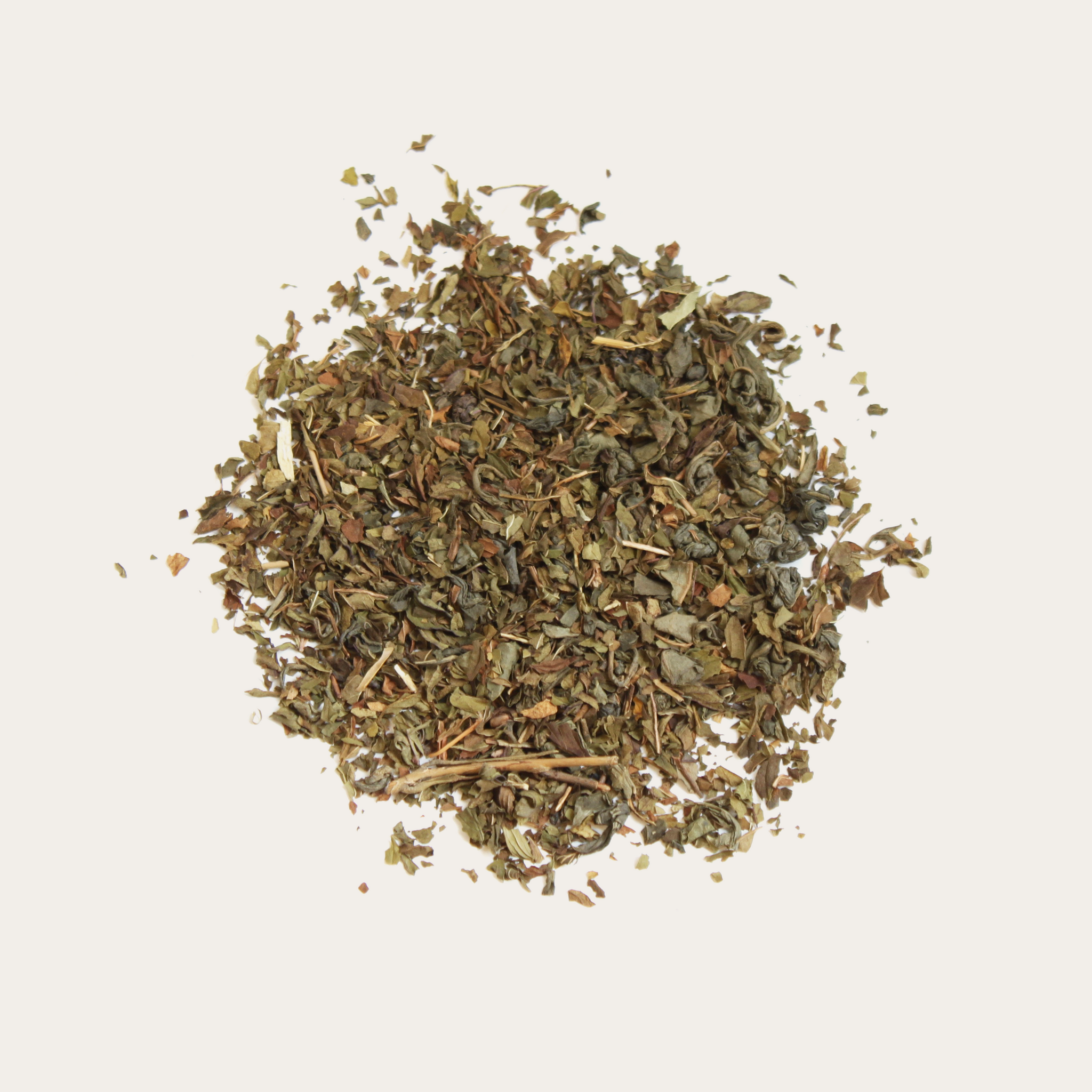 pile of organic moroccan mint loose leaf tea