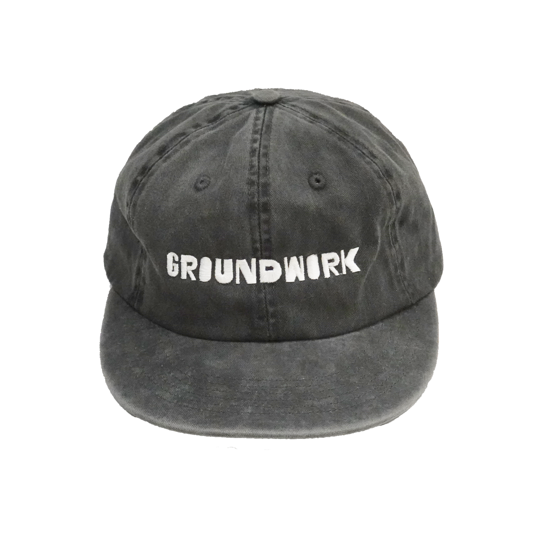An unstructured 6-panel cotton hat with embroidered groundwork logo in white.
